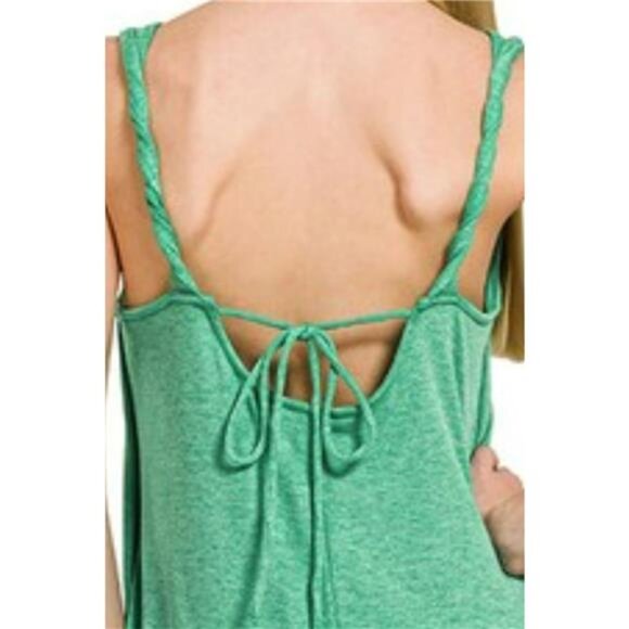 Zenana French Terry Twisted Strap Midi Dress - Picture 2 of 3